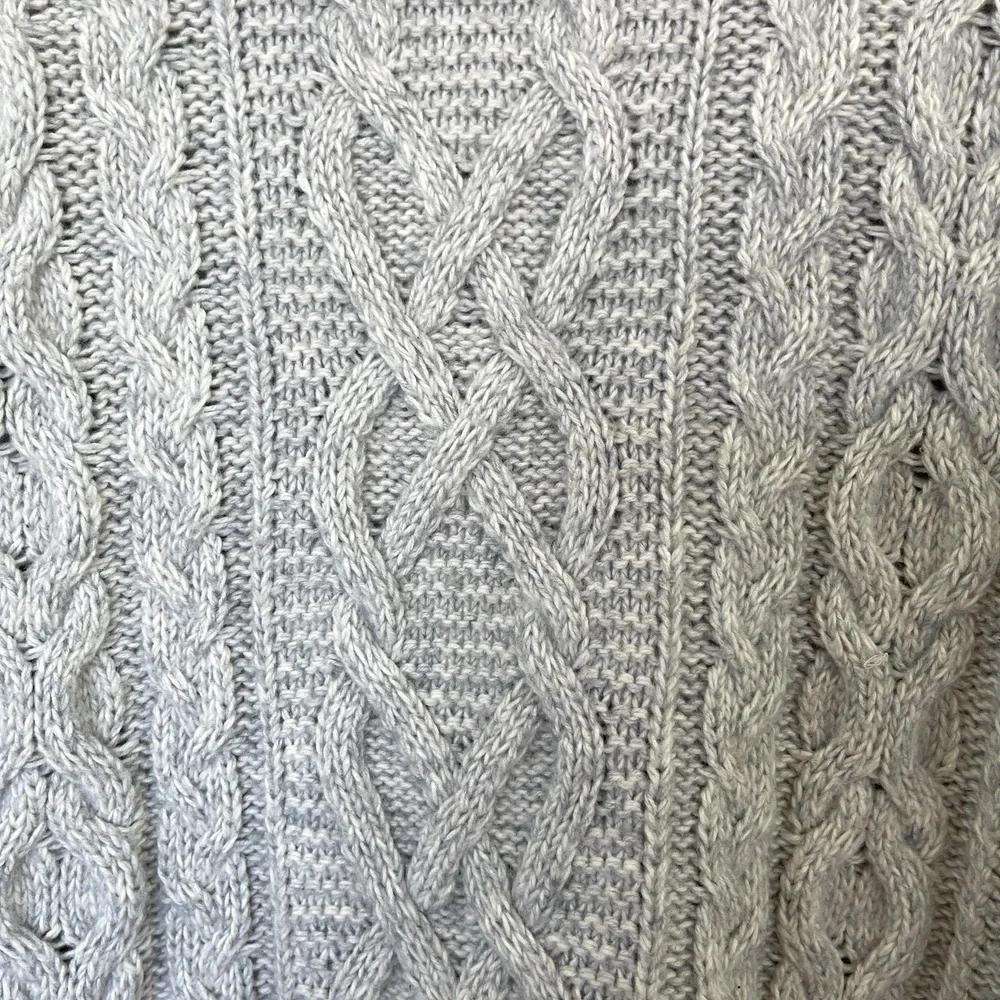 Loft Womens Cable‎ Knit Turtleneck Sweater Size M Gray Wool Cotton Fisherman